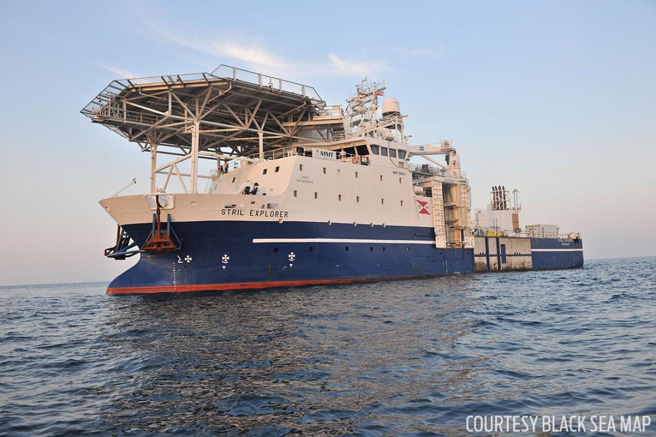 Stril Explorer sea research ship deploying underwater drone