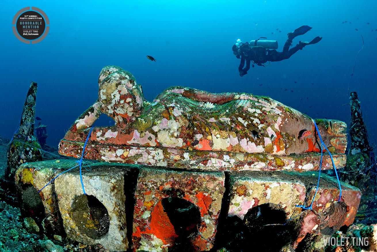 Scuba Dive Buddha Sculpture Underwater