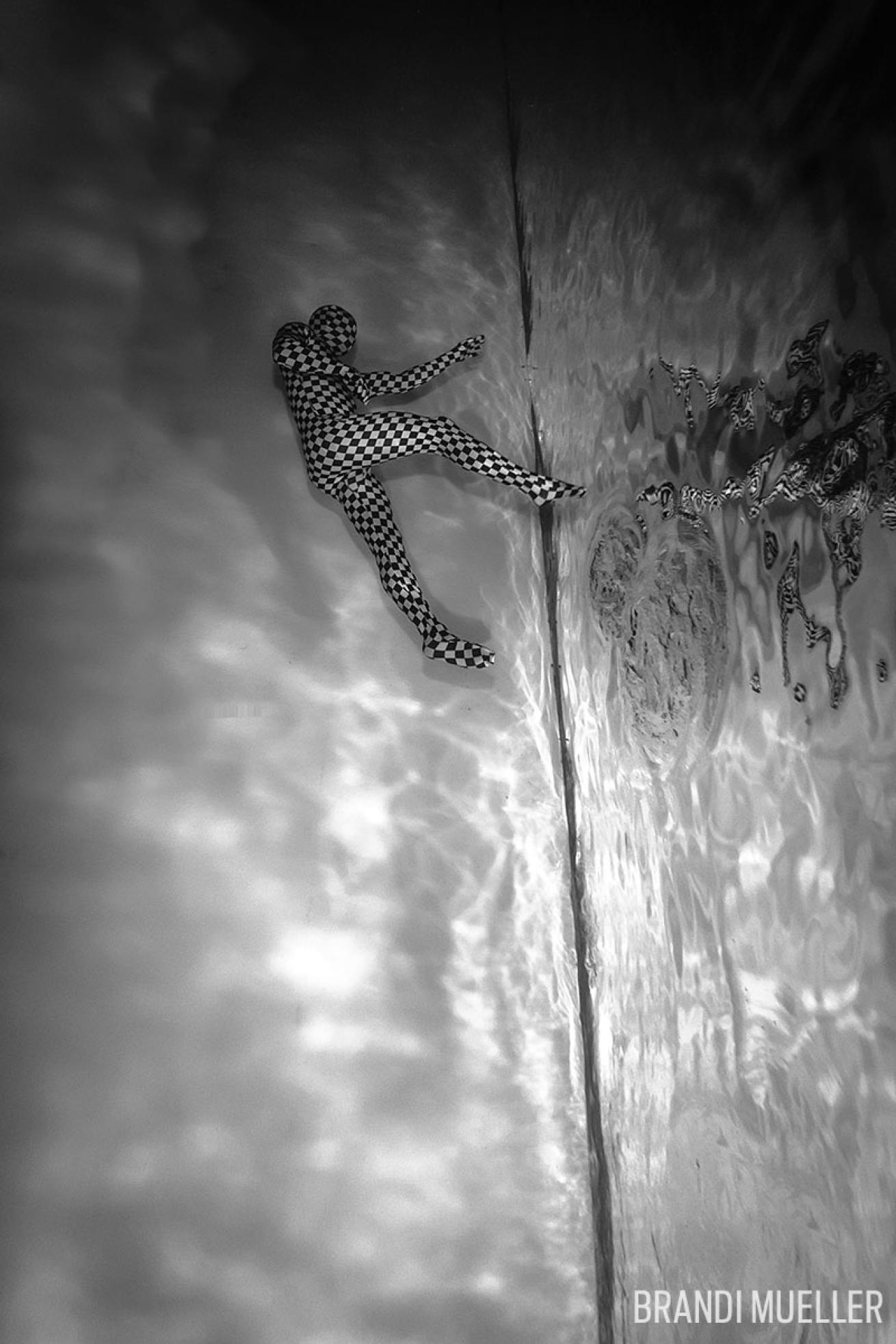 Conceptual black and white underwater photograph