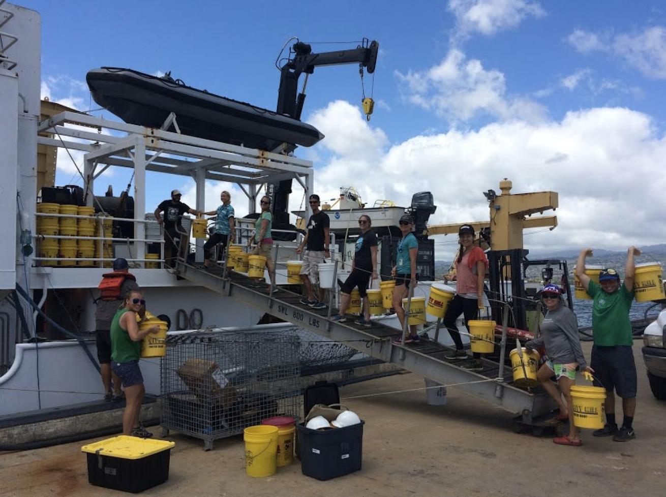 field staff leaving on monk seal expedition