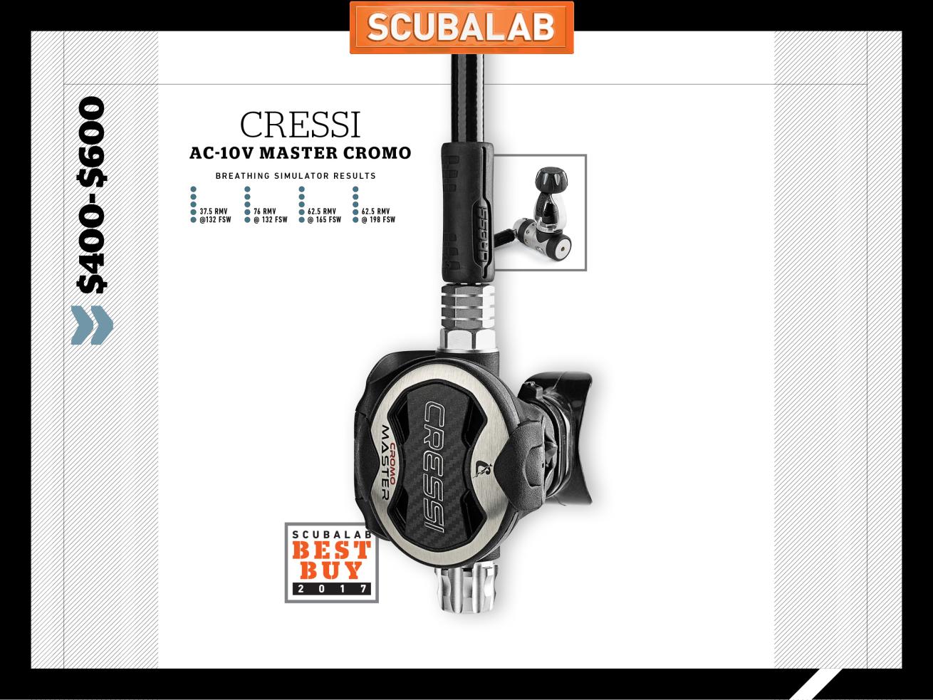 Cressi AC-10V Master Cromo scuba diving regulator ScubaLab review