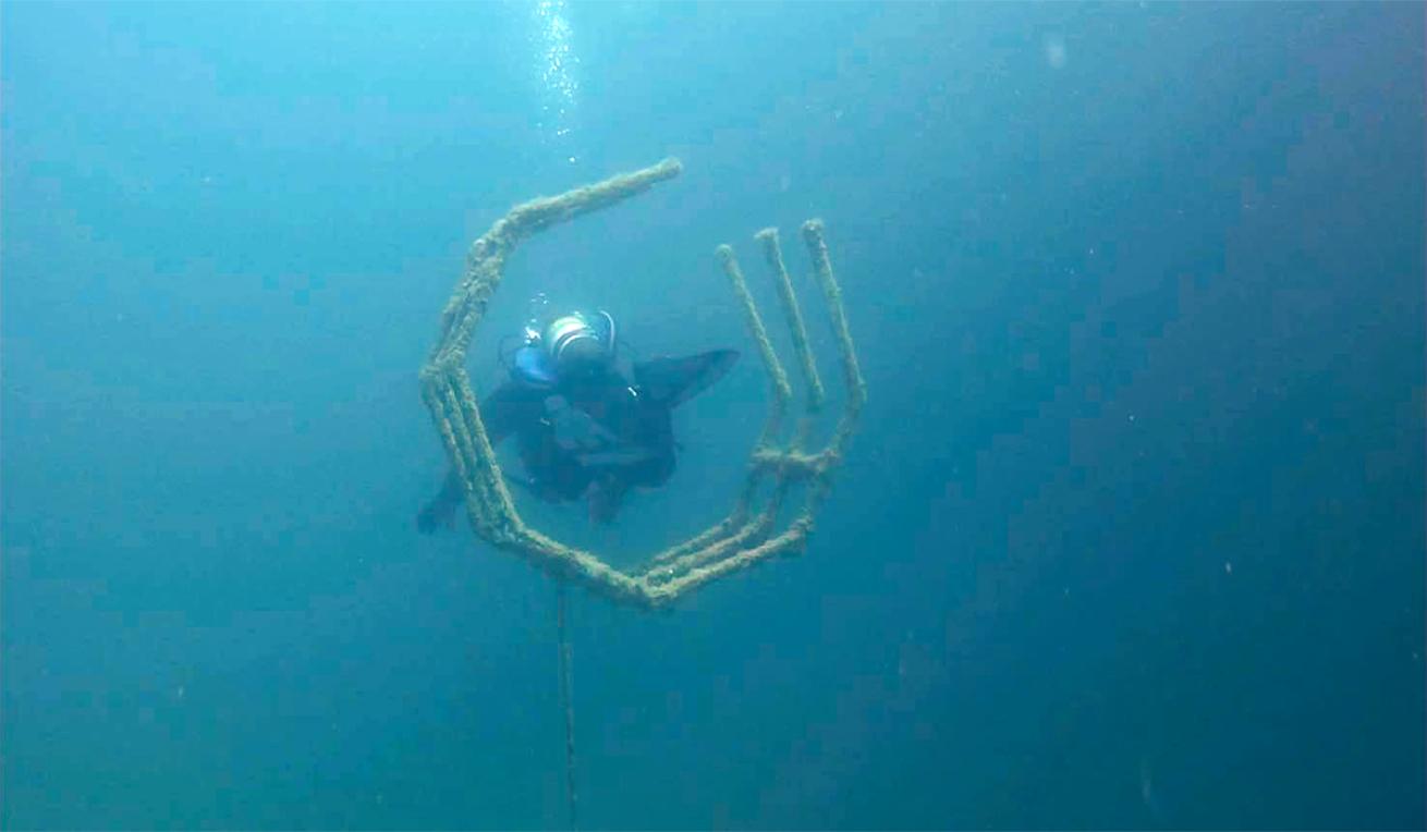 Diver swims through buoyancy course at White Star Quarry.