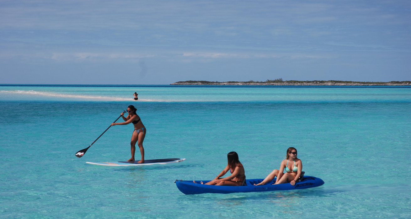 Women on SUPs and kayaks