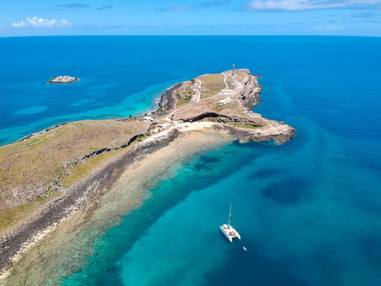 Turquoise waters surrounding Abrolhos, Bahia, Brazil.