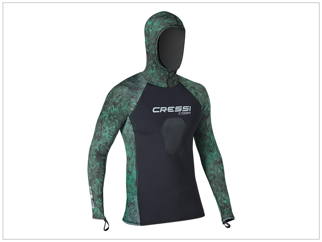 scuba diving Cressi Cobia Blue Hunter Hooded Neoprene Rash Guard