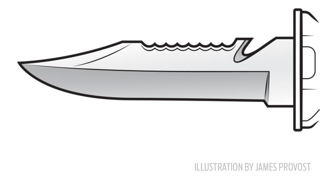 Clip point scuba diving knife