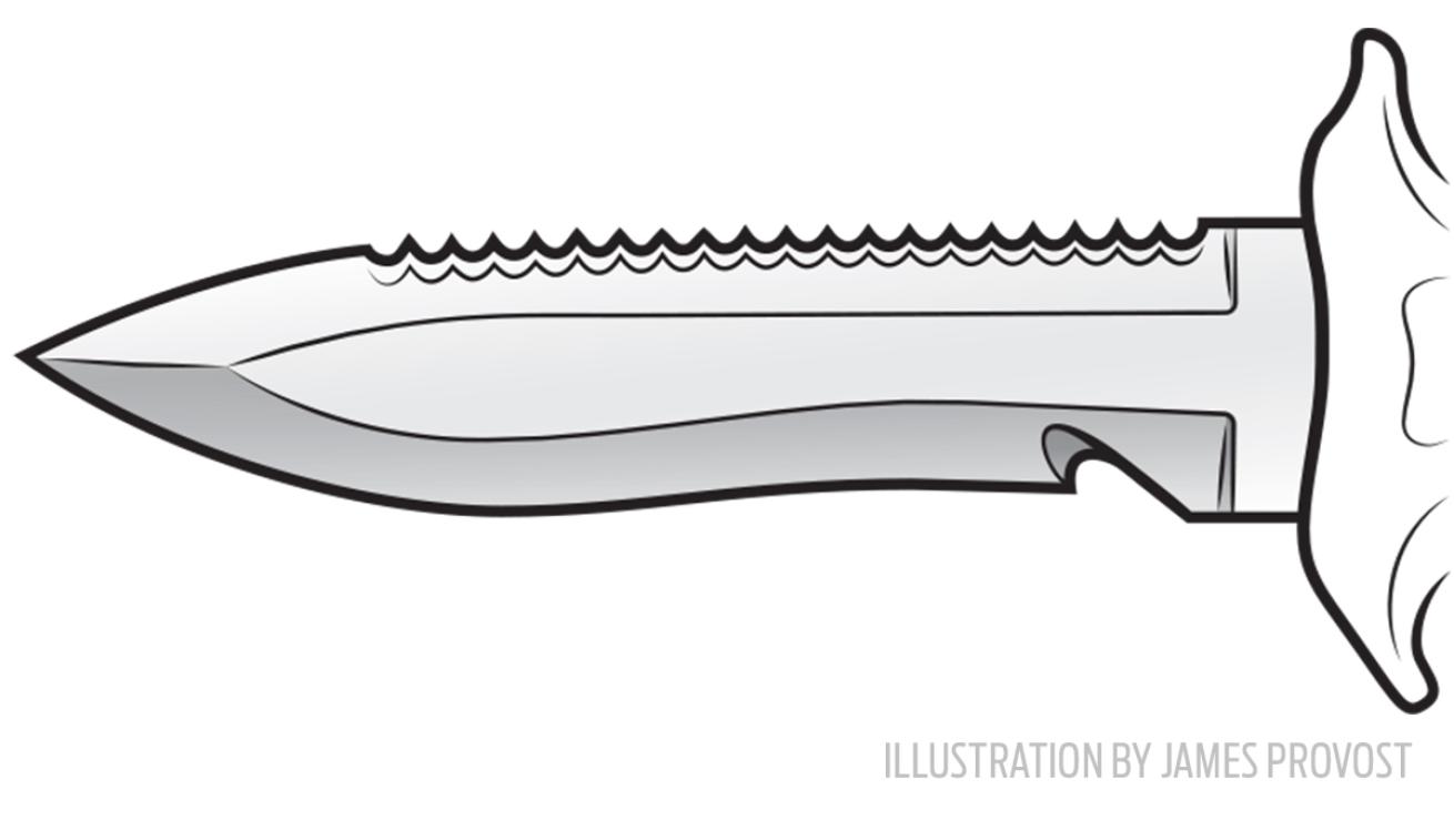 Drop point scuba diving knife