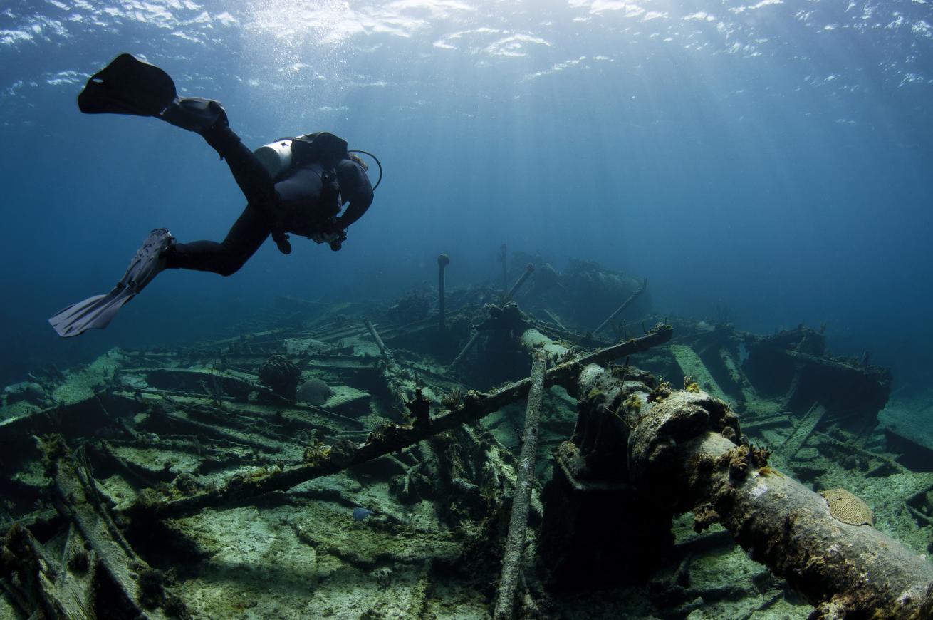 scuba diver shipwreck