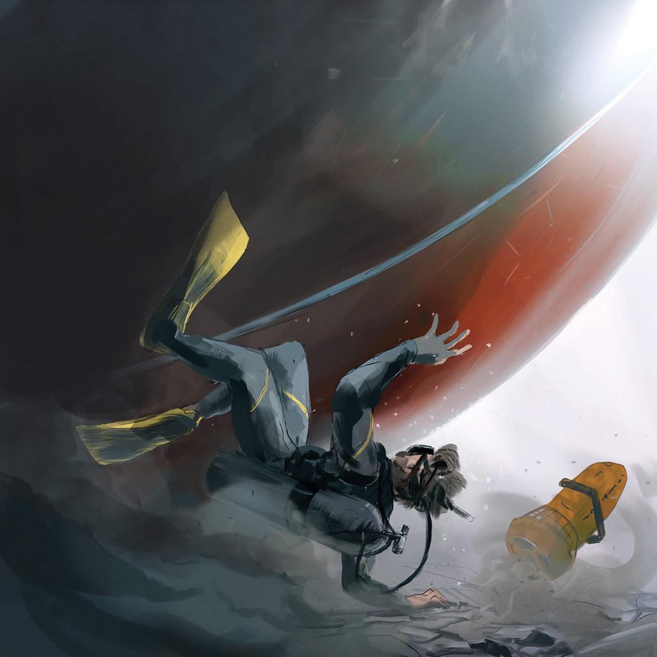 Illustration Scuba Diving Magazine Lessons DPV