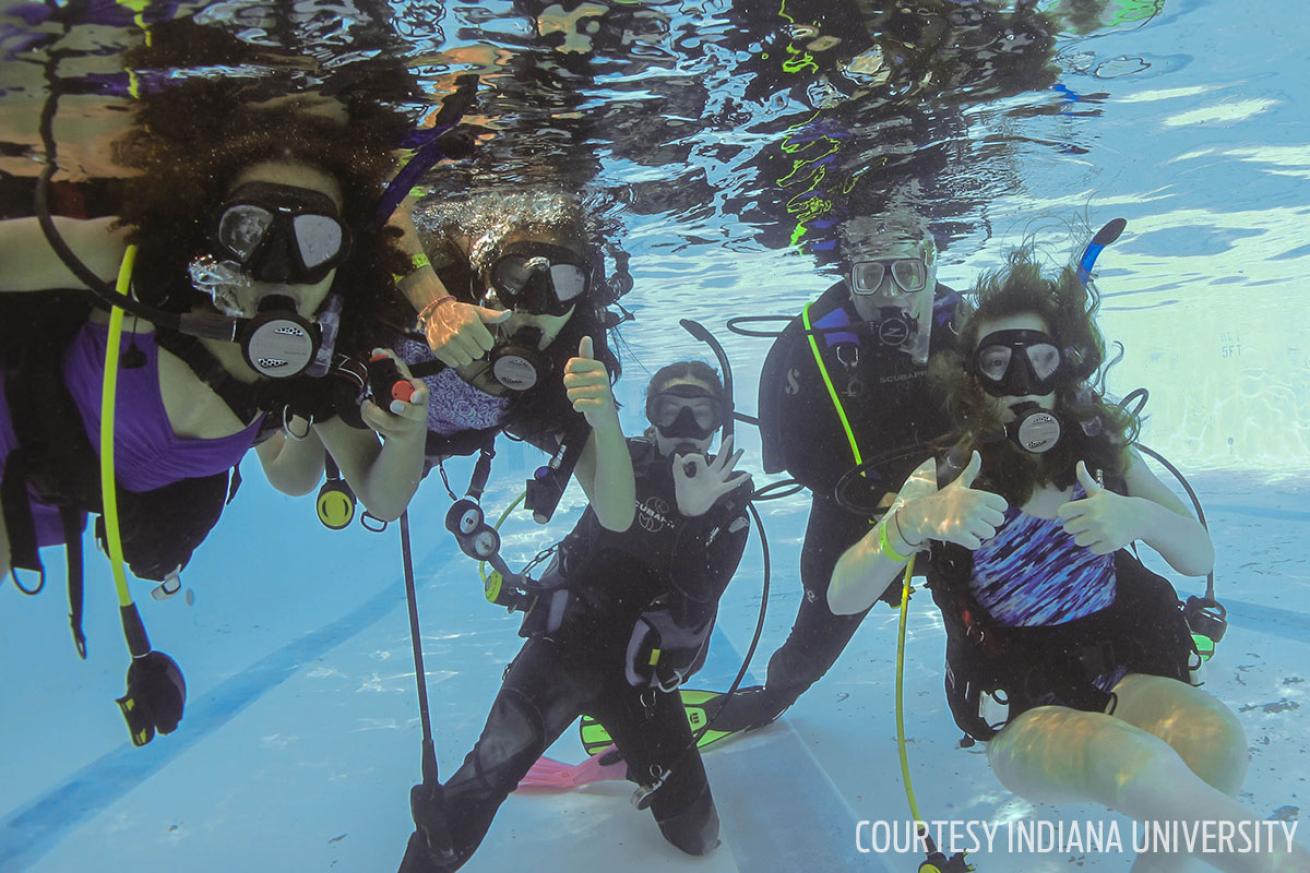 Children enjoying themselves at Camp Riley's adaptive scuba diving program