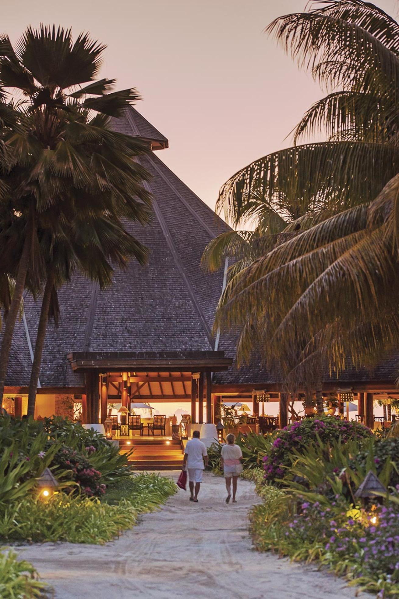 The property's main building is where guests can gather to relax while taking in panoramas of the ocean.