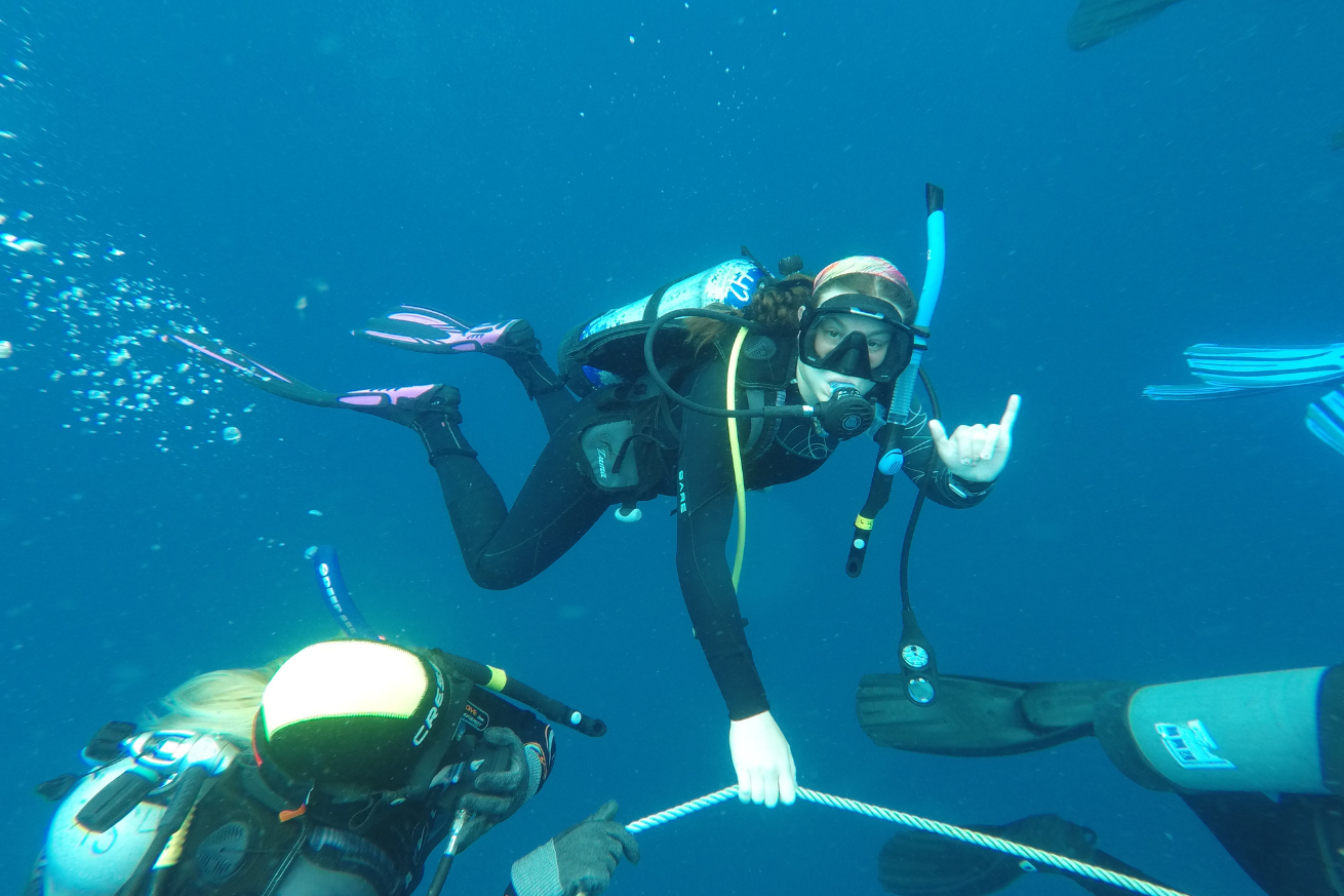 A group of people underwater