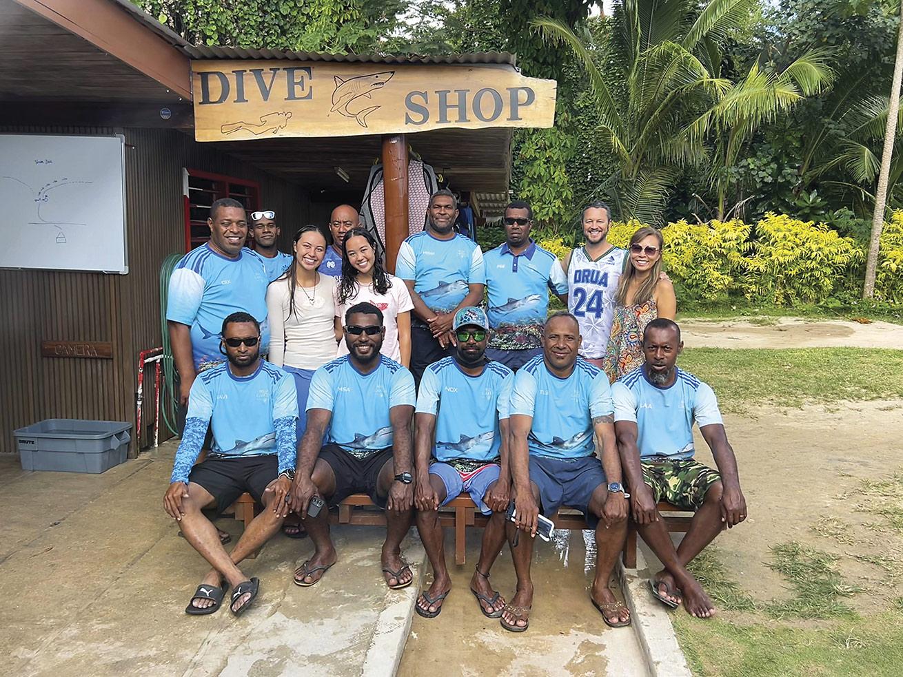 Beqa Lagoon Resort’s stellar dive crew gathers for a photo with the author and his family.