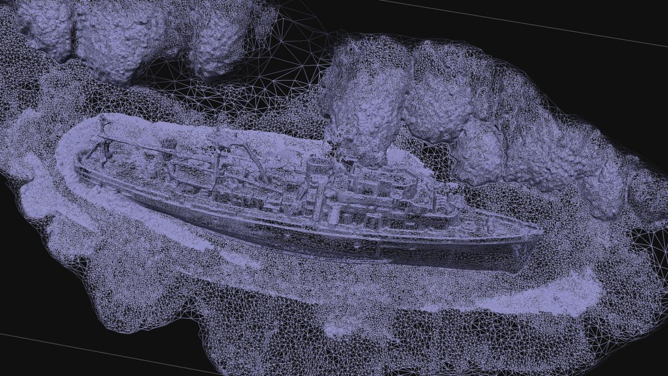 **4 WIREFRAME SHOTS:** A close-up of the mesh shows how the vertices are connected in various directions to one another, forming small triangles in the process. The larger the triangles, the less detail in that portion of the model.