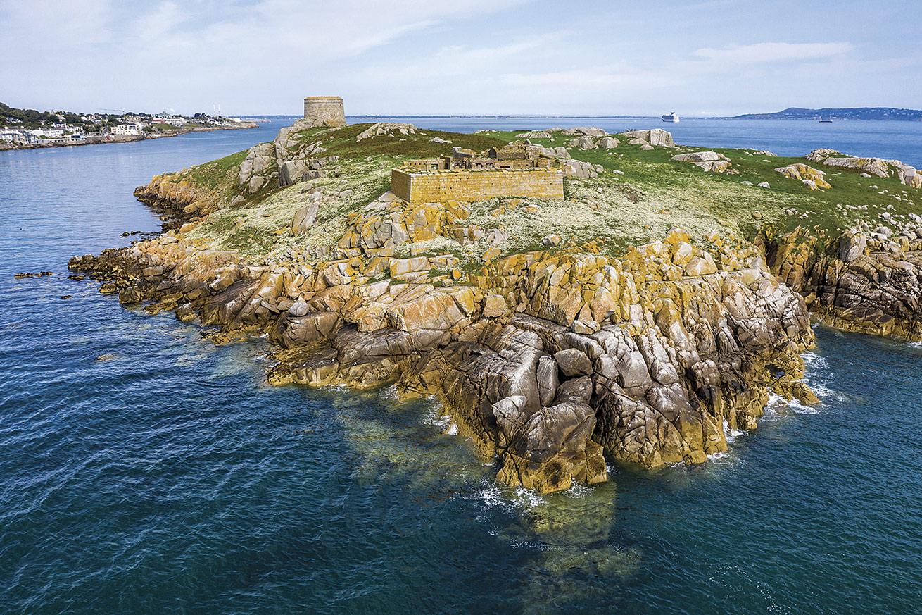 Ruins from past occupants dot the now uninhabited Dalkey Island