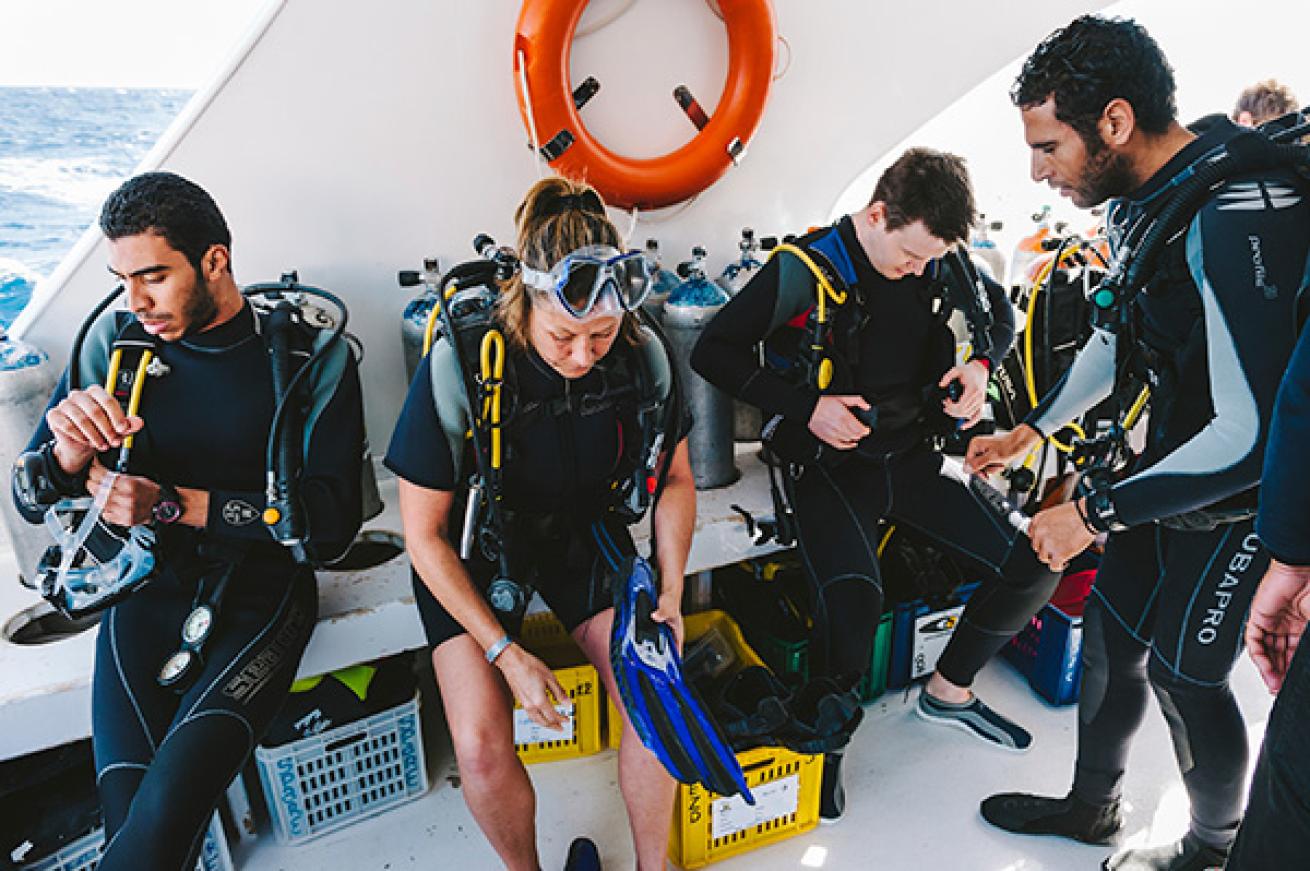 Divers getting ready