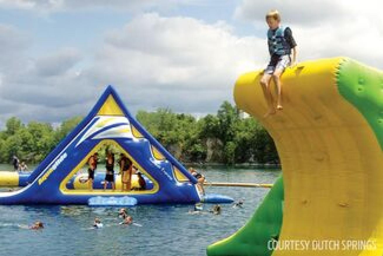 The quarry has a water park open to visitors.