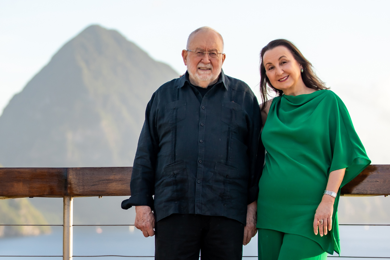 man and woman smiling