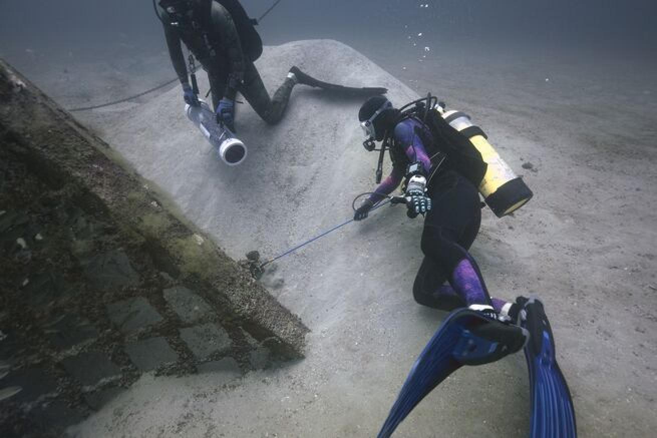 Hurley and Fogg team up to spear lionfish underwater.