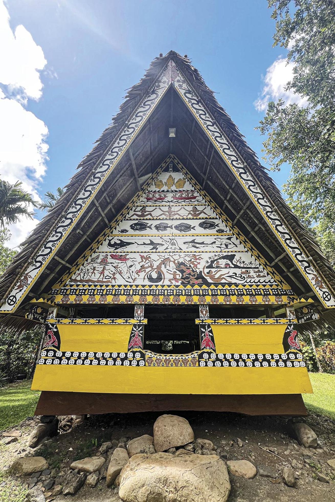 A reconstructed traditional bai at Belau National Museum in Koror.